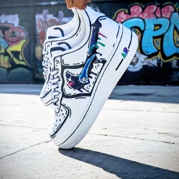 Custom Nike Air Force 1 '07 Galaxy Drip – Hand Painted – Men’s – One of a Kind - Picture 7 of 12